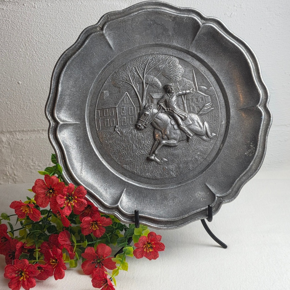 1973 Worcester Pewter Commemorative Plate The Ride of Paul Revere